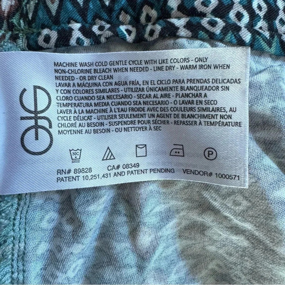 Jessica Simpson Pants Cropped Teal Green Brown Geometrical Print Pull on M - Picture 10 of 10